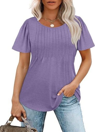 Luna Women's Top | Pleated Short Sleeve Casual Going Out Top - Hartwella