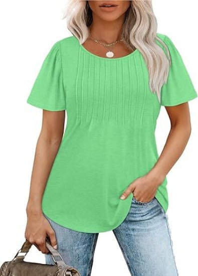 Luna Women's Top | Pleated Short Sleeve Casual Going Out Top - Hartwella