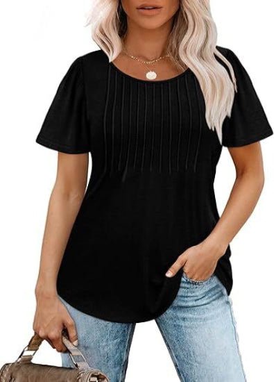 Luna Women's Top | Pleated Short Sleeve Casual Going Out Top - Hartwella