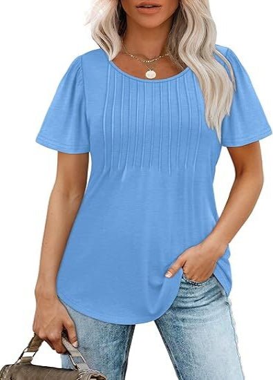Luna Women's Top | Pleated Short Sleeve Casual Going Out Top - Hartwella