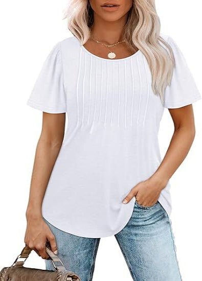 Luna Women's Top | Pleated Short Sleeve Casual Going Out Top - Hartwella