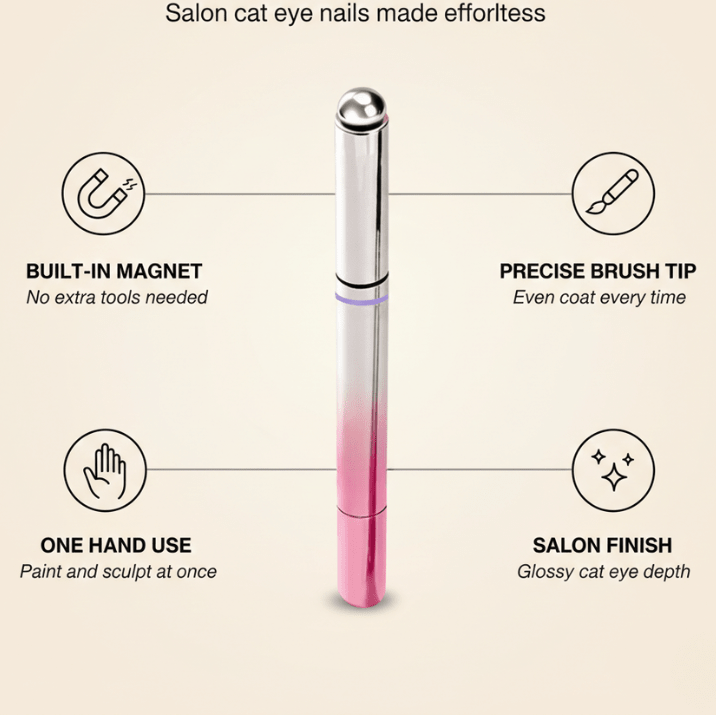 Lunelle Nail Pen | 2 - in - 1 Magnetic with Precision Brush Applicator - Hartwella