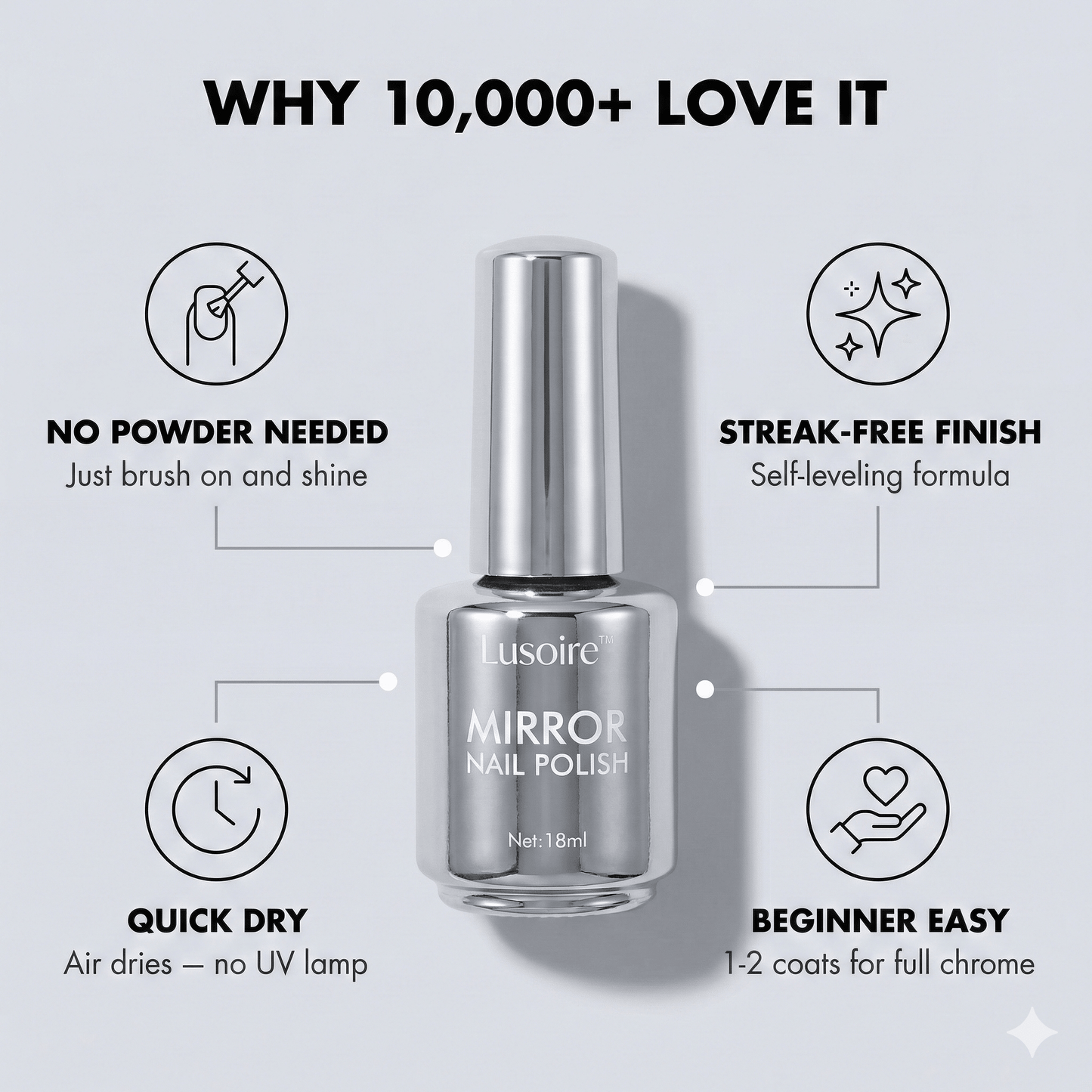 Lusoire Liquid Chrome Nail Polish | High-Gloss, Easy Application - Hartwella