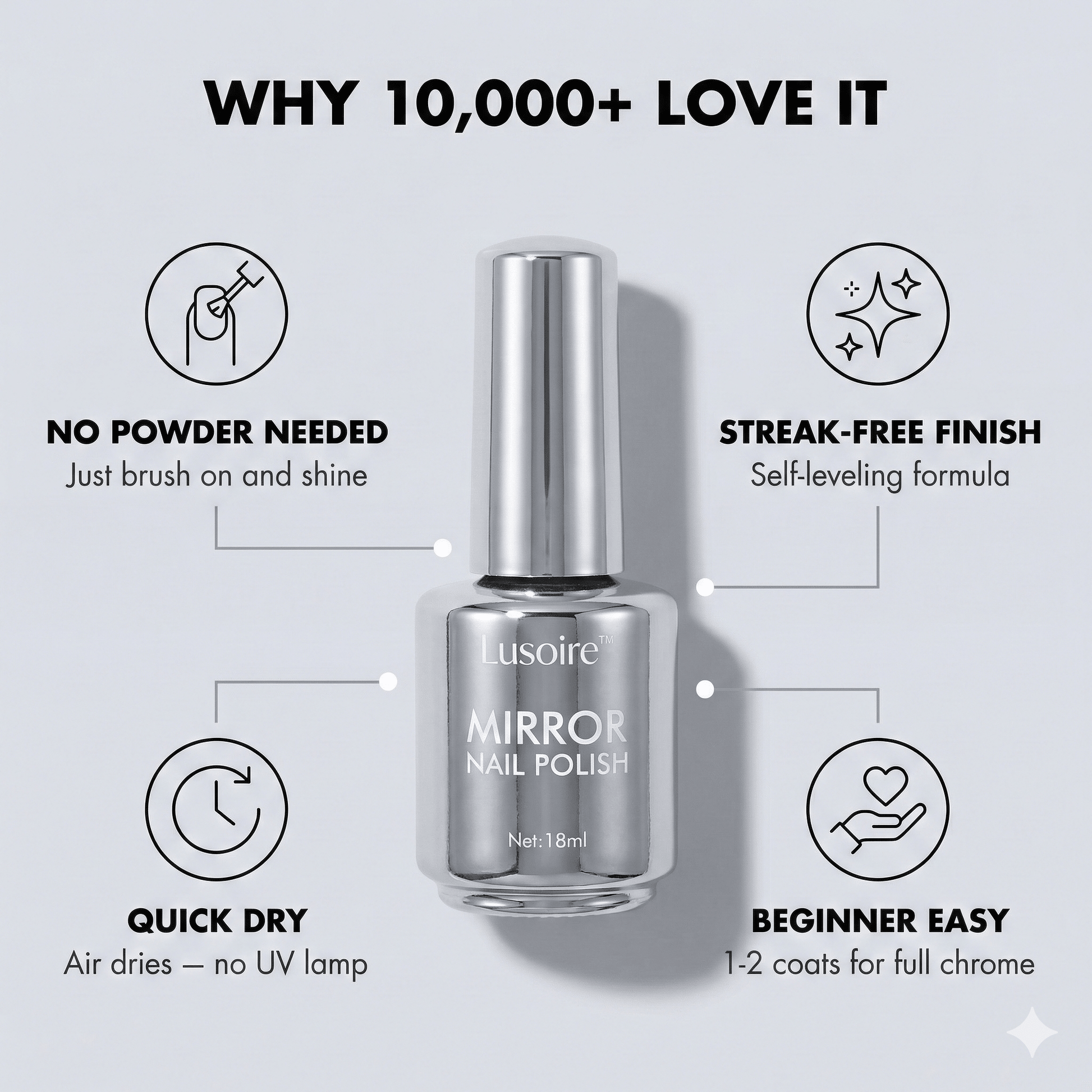 Lusoire Liquid Chrome Nail Polish | High-Gloss, Easy Application - Hartwella