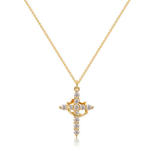 Luxe Crown and Cross Necklace | Symbol of Faith and Strength - Hartwella