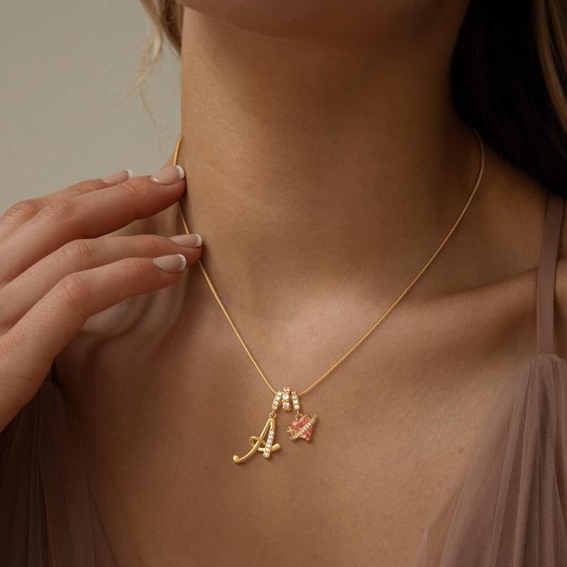 Luxe Initial Pendant Necklace | 3 - Layer Gold Design with Adjustable Length - Hartwella