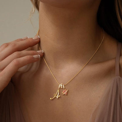Luxe Initial Pendant Necklace | 3 - Layer Gold Design with Adjustable Length - Hartwella