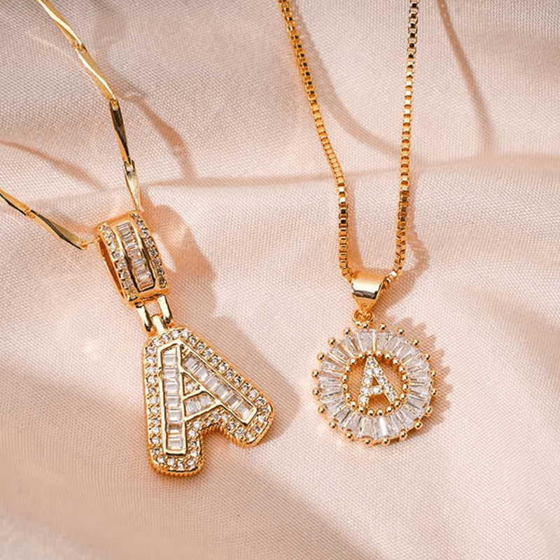 Luxe Initial Pendant Necklaces | Elegant Gold-Plated Design - Hartwella