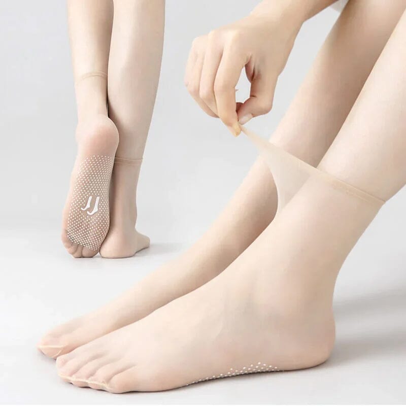 Luxe Invisible Socks | Slip - Resistant Crystal Silk - Hartwella