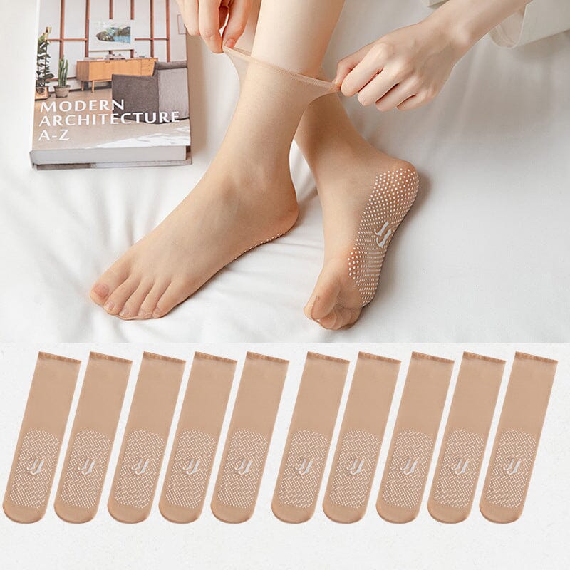 Luxe Invisible Socks | Slip - Resistant Crystal Silk - Hartwella