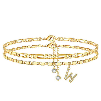 Luxe Layered Anklet | Gold Chain with Rhinestones, Adjustable Fit - Hartwella