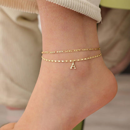Luxe Layered Anklet | Gold Chain with Rhinestones, Adjustable Fit - Hartwella
