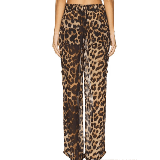 Luxe Leopard Trousers | Wide - Leg, Breathable Fabric - Hartwella