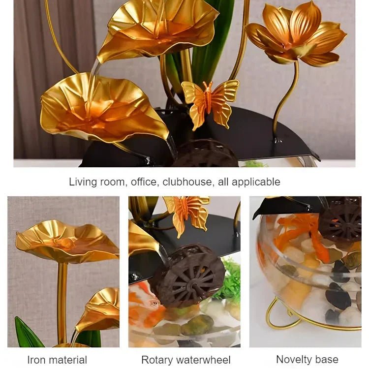 Luxe Lotus Fishbowl Ornament | Acrylic, Metal Decoration - Hartwella