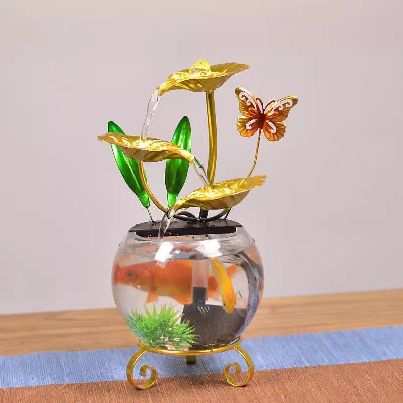 Luxe Lotus Fishbowl Ornament | Acrylic, Metal Decoration - Hartwella