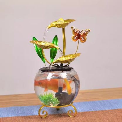 Luxe Lotus Fishbowl Ornament | Acrylic, Metal Decoration - Hartwella