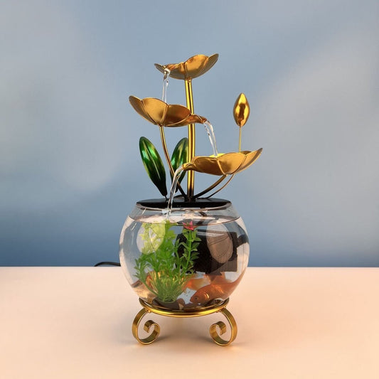 Luxe Lotus Fishbowl Ornament | Acrylic, Metal Decoration - Hartwella