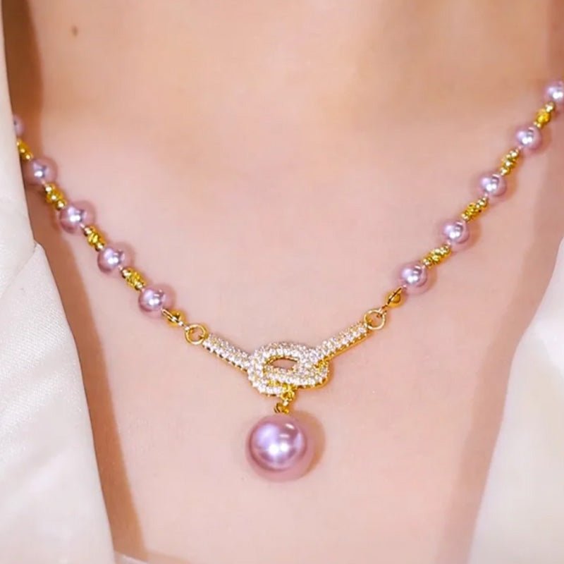 Luxe Pearl Necklace | Simulated Pearls with Rhinestone Accents - Hartwella