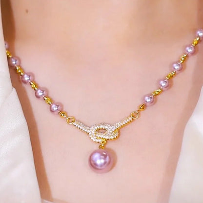 Luxe Pearl Necklace | Simulated Pearls with Rhinestone Accents - Hartwella