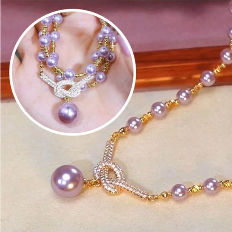 Luxe Pearl Necklace | Simulated Pearls with Rhinestone Accents - Hartwella