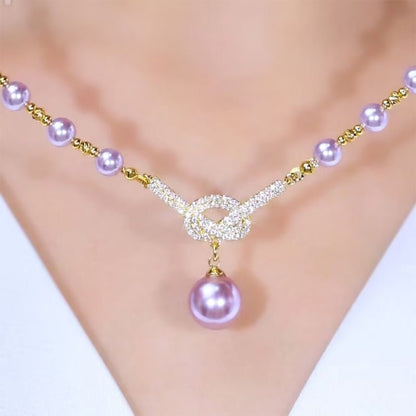 Luxe Pearl Necklace | Simulated Pearls with Rhinestone Accents - Hartwella
