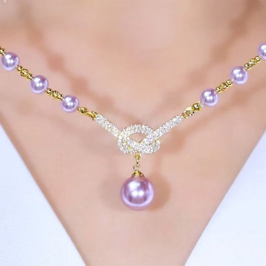 Luxe Pearl Necklace | Simulated Pearls with Rhinestone Accents - Hartwella