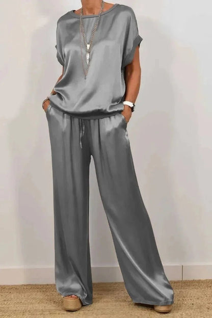 Luxe Satin Two - Piece Suit | Effortless Elegance - Hartwella