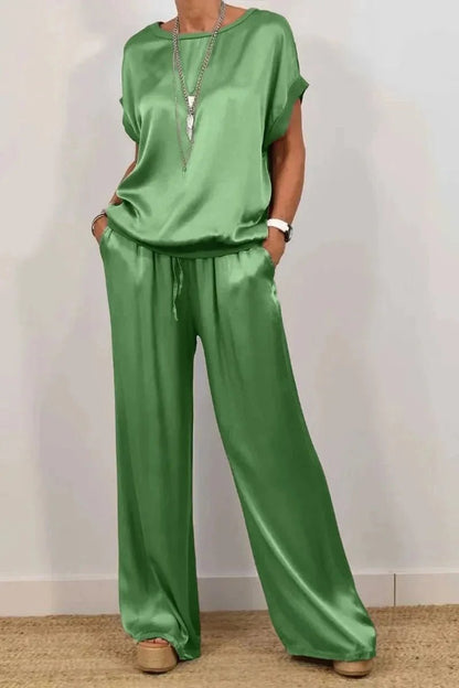 Luxe Satin Two - Piece Suit | Effortless Elegance - Hartwella