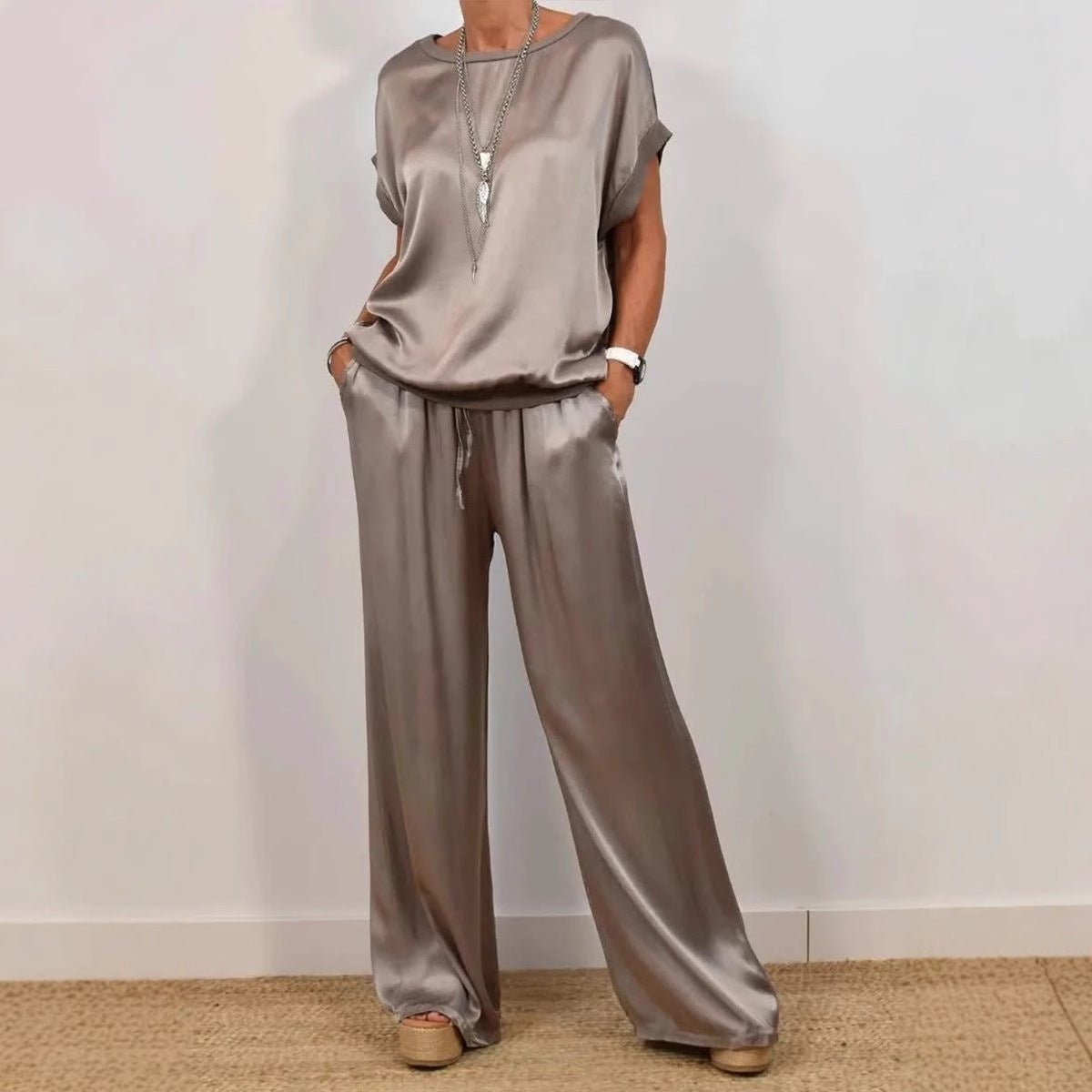 Luxe Satin Two - Piece Suit | Effortless Elegance - Hartwella