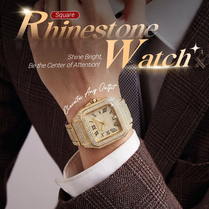 Luxe Square Watch | Rhinestone Accents - Hartwella