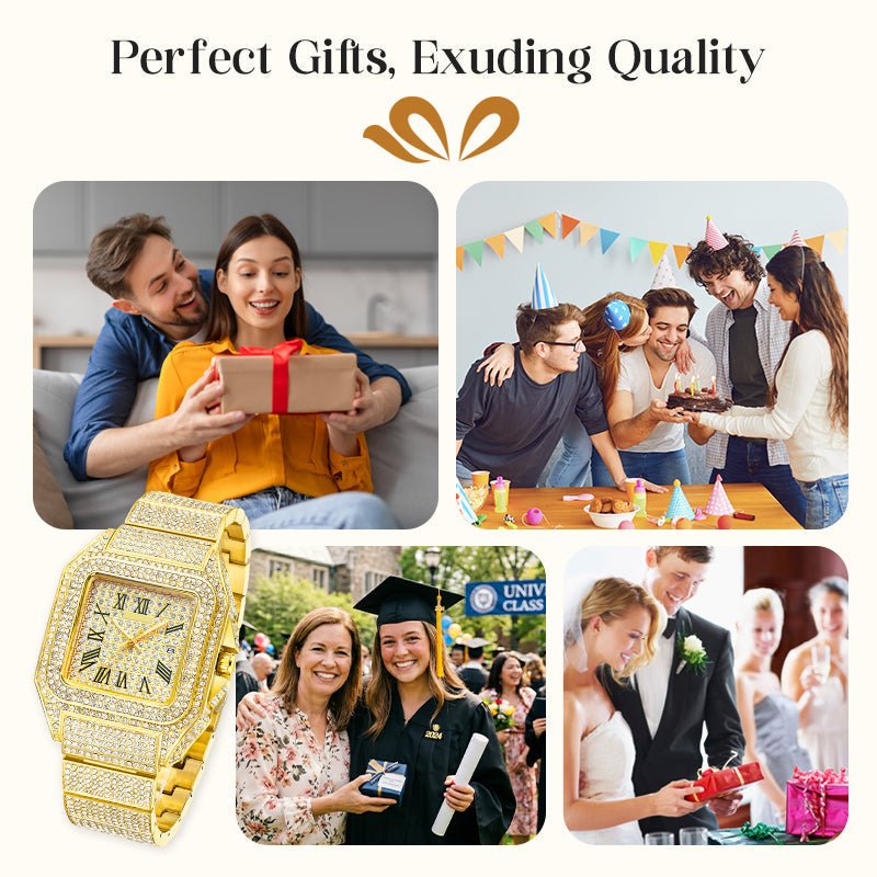 Luxe Square Watch | Rhinestone Accents - Hartwella