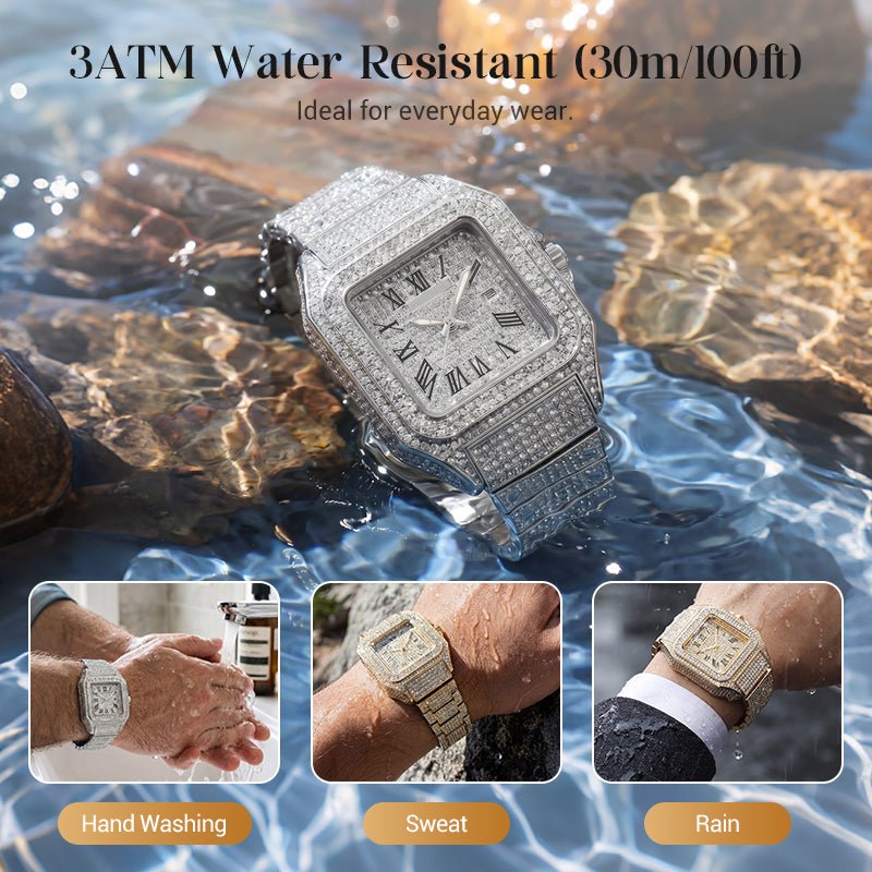 Luxe Square Watch | Rhinestone Accents - Hartwella