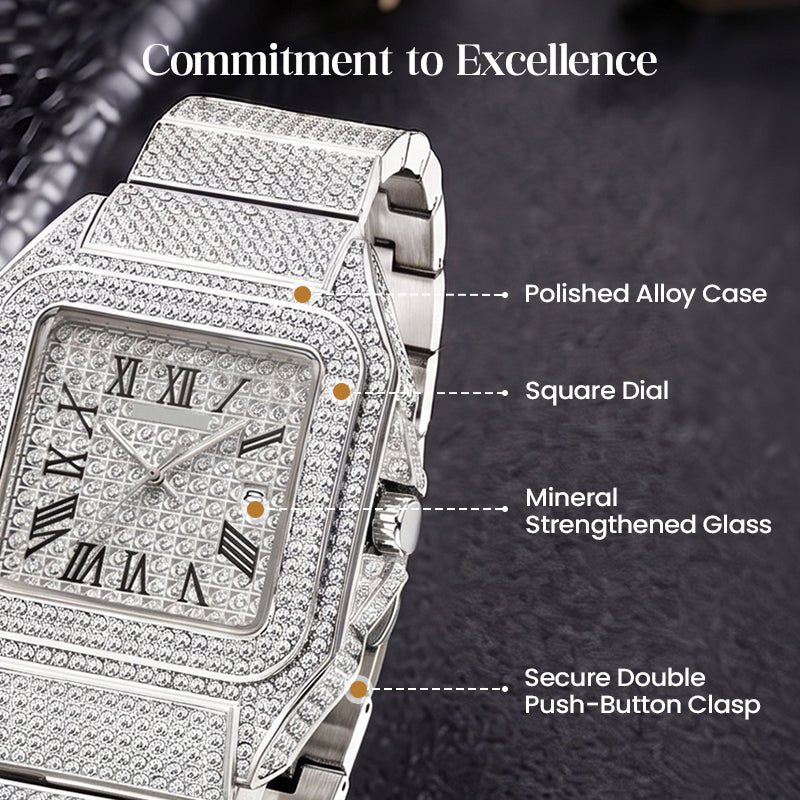 Luxe Square Watch | Rhinestone Accents - Hartwella
