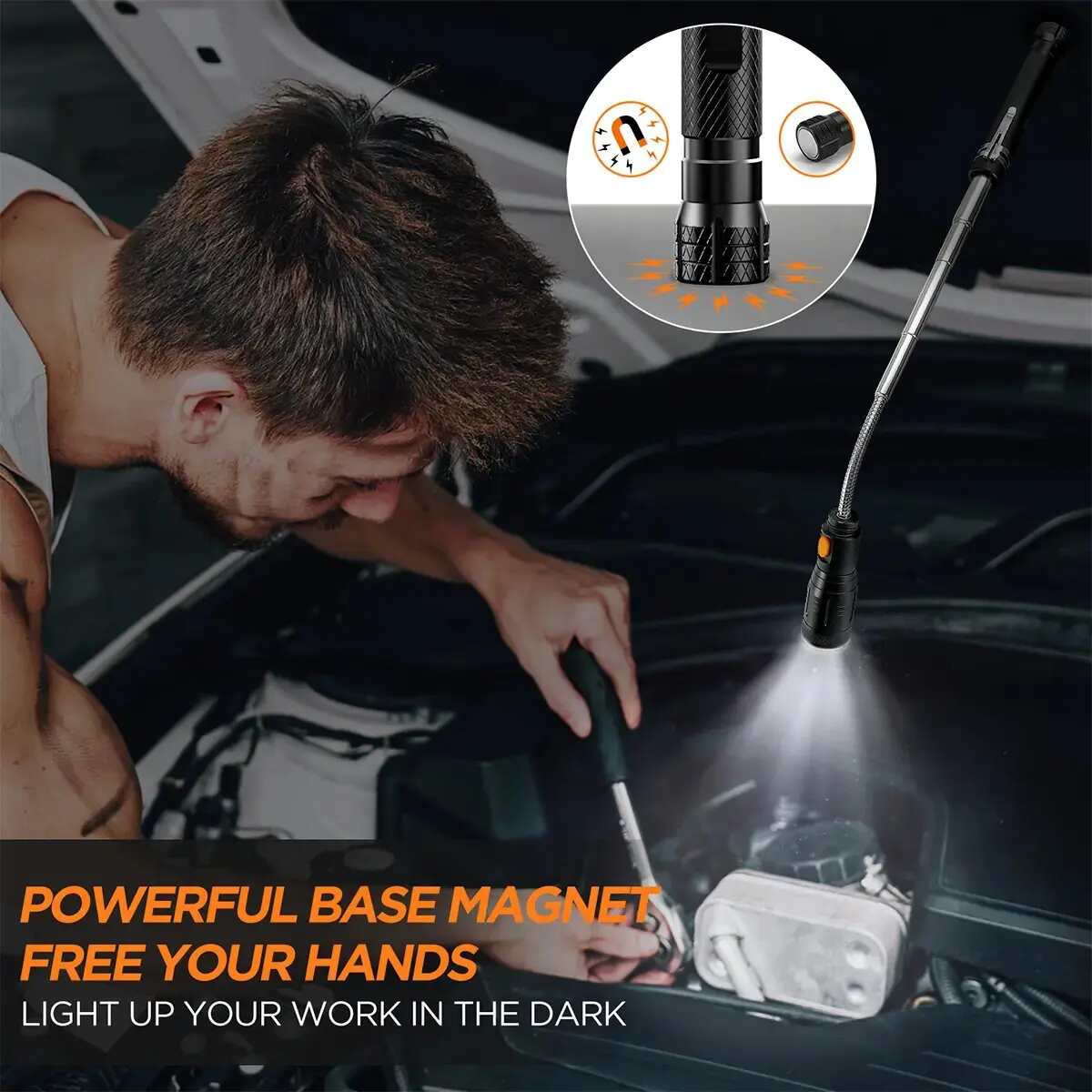 Lynx Magnetic Pickup Tool | Telescoping, LED Light, Flexible - Hartwella
