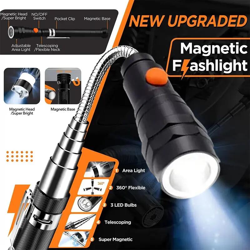 Lynx Magnetic Pickup Tool | Telescoping, LED Light, Flexible - Hartwella
