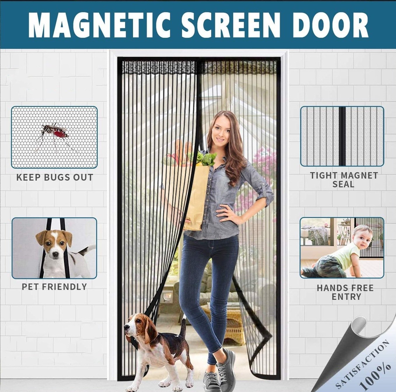 Magma Magnetic Screen Door | Hands - Free, Durable Mesh, Insect - Blocking - Hartwella