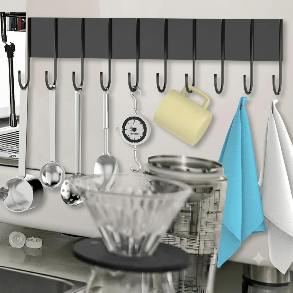 MagmaRack Kitchen Organizer | Magnetic Spice Rack with Hooks, Heavy-Duty Metal - Hartwella