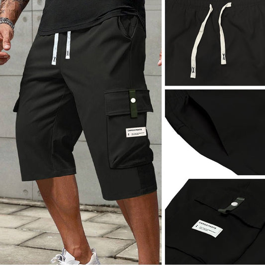 Maverick Men's Cargo Pants | Adjustable Drawstring, Breathable Polyester, Black - Hartwella