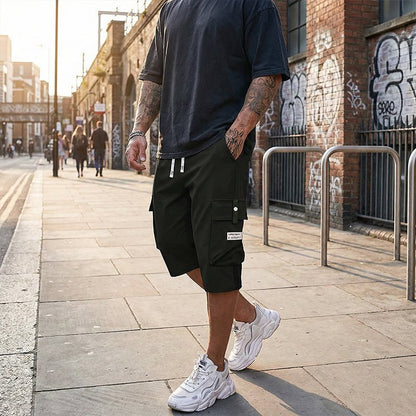 Maverick Men's Cargo Pants | Adjustable Drawstring, Breathable Polyester, Black - Hartwella