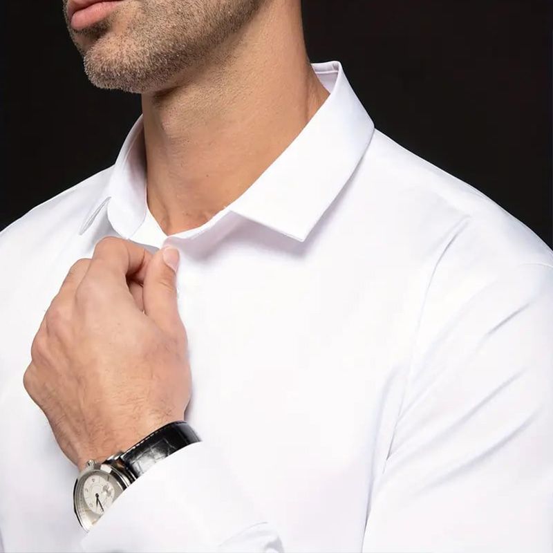 Maverick Men's Dress Shirt | High - Stretch, Wrinkle - Resistant, White - Hartwella