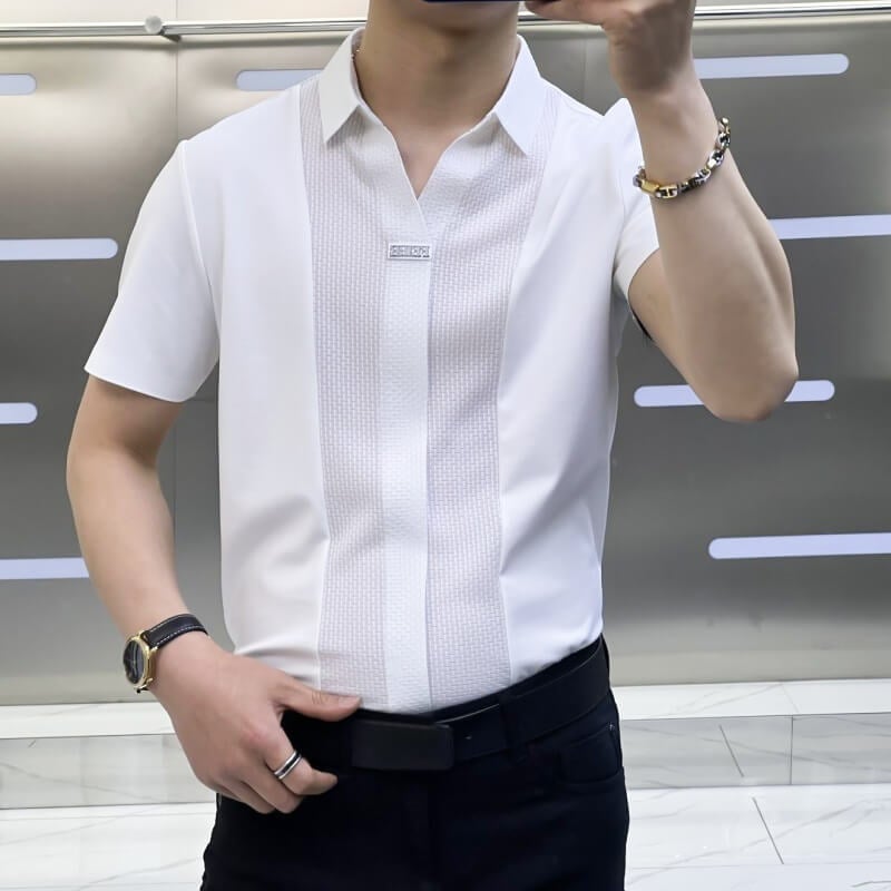 Maverick Men's Dress Shirt | Stretchy, Breathable Patchwork Design - Hartwella