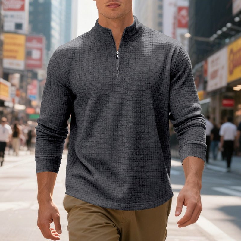 Maverick Men's Quarter Zip Pullover | Textured Jacquard Weave, Versatile Style - Hartwella