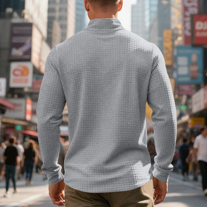 Maverick Men's Quarter Zip Pullover | Textured Jacquard Weave, Versatile Style - Hartwella