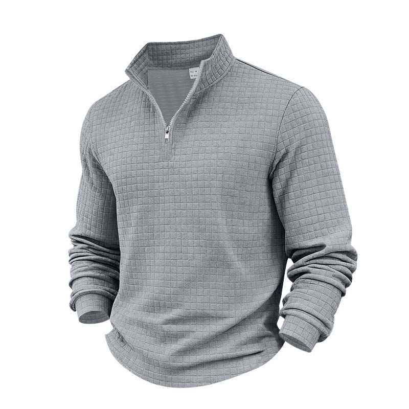 Maverick Men's Quarter Zip Pullover | Textured Jacquard Weave, Versatile Style - Hartwella