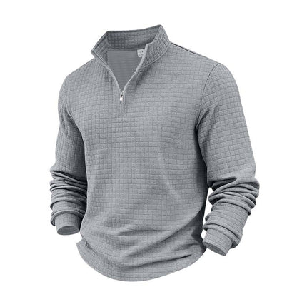 Maverick Men's Quarter Zip Pullover | Textured Jacquard Weave, Versatile Style - Hartwella