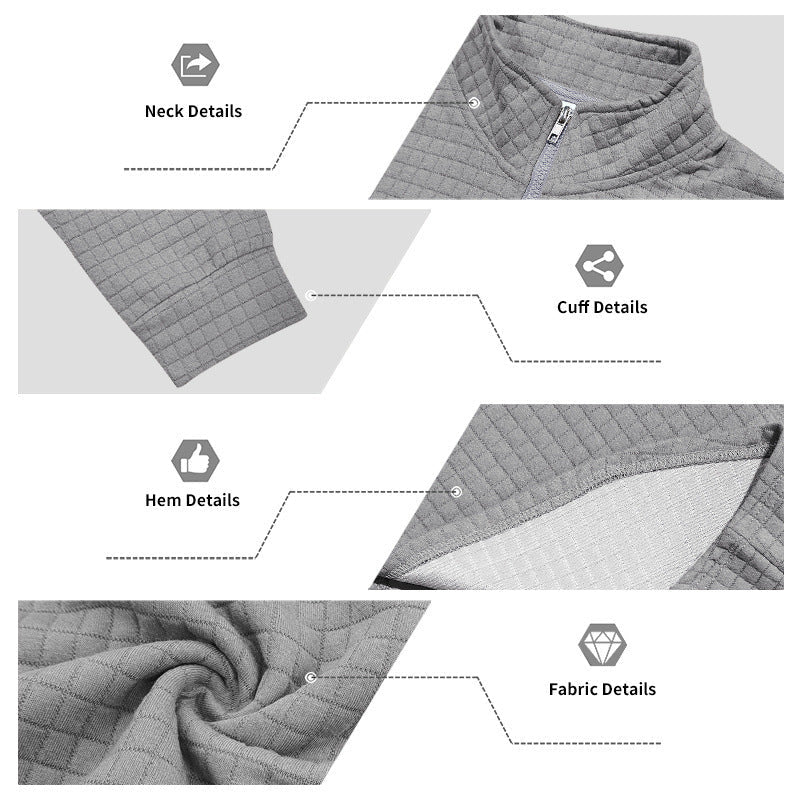 Maverick Men's Quarter Zip Pullover | Textured Jacquard Weave, Versatile Style - Hartwella