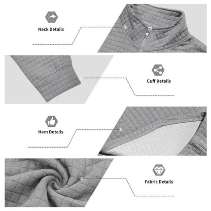 Maverick Men's Quarter Zip Pullover | Textured Jacquard Weave, Versatile Style - Hartwella