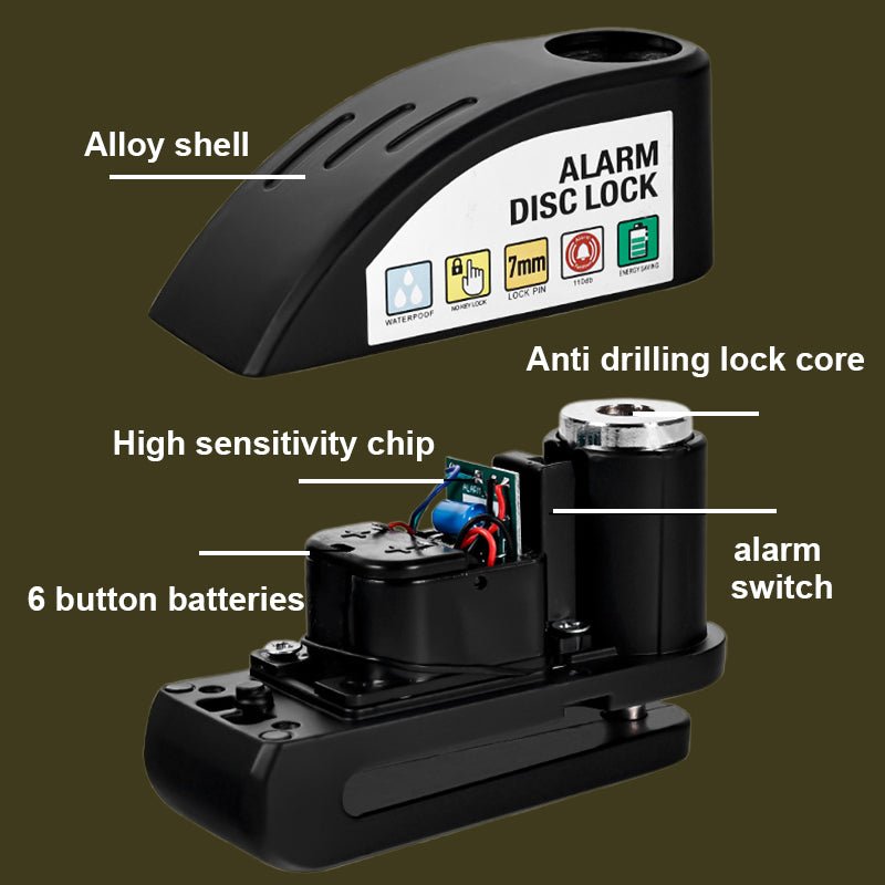 Maverick Motorcycle Disc Lock | Anti - Theft Alarm, Waterproof Alloy - Hartwella