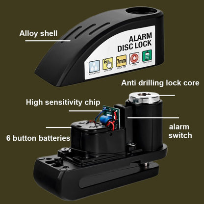 Maverick Motorcycle Disc Lock | Anti - Theft Alarm, Waterproof Alloy - Hartwella