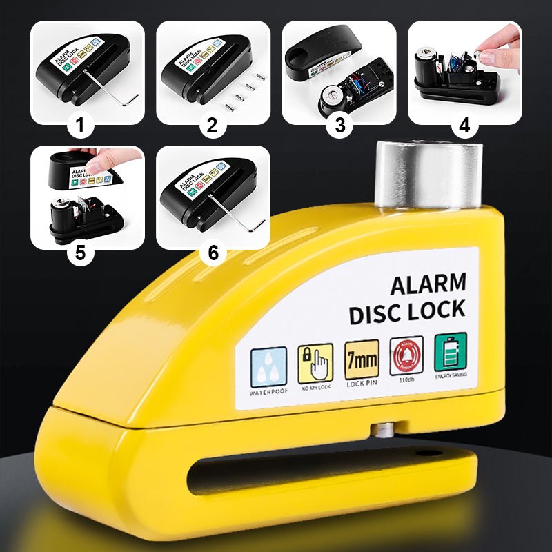 Maverick Motorcycle Disc Lock | Anti - Theft Alarm, Waterproof Alloy - Hartwella